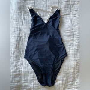 J Crew Braided rope V-neck one-piece swimsuit / 2 / NAVY NATURAL